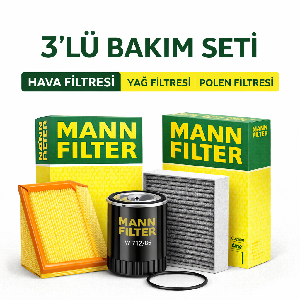 Mann 3 lü bakım seti yağsız MANN Volvo XC60 2.0 Dizel Filtre Bakım Seti (2013-2017) 3 Lü - Görsel 1