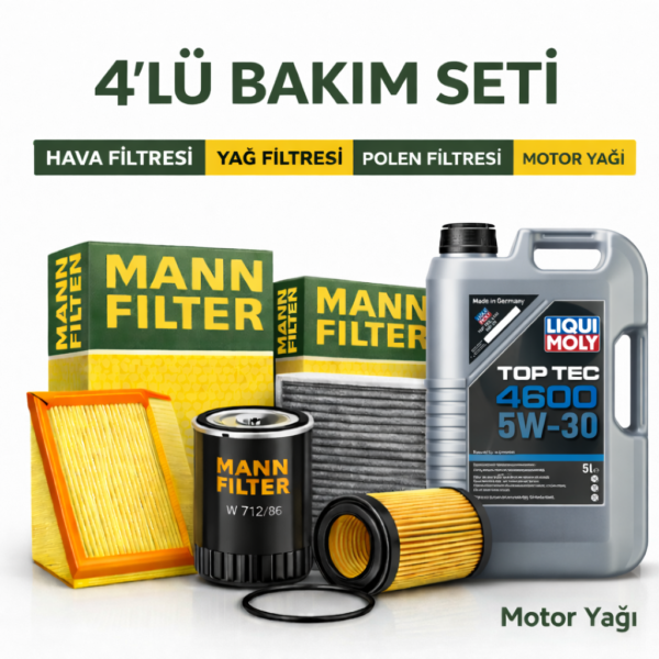 MANN Seat Altea 1.6 Benzin Liqui Moly 4600 Motor Yağı Filtre Seti (2004-2010) 4 Lü