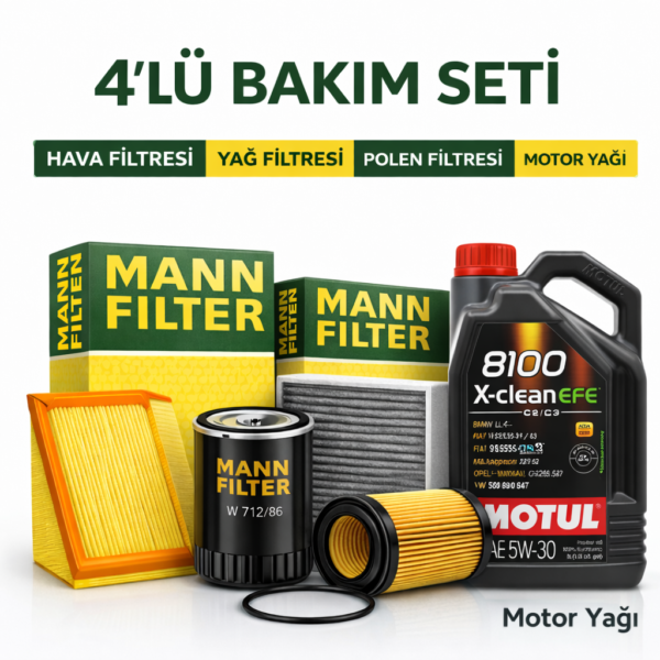 MANN BMW X3 2.0 Dizel Motul X-Cess 5W-40 Motor Yağı Filtre Seti (2017-2023) 4 Lü