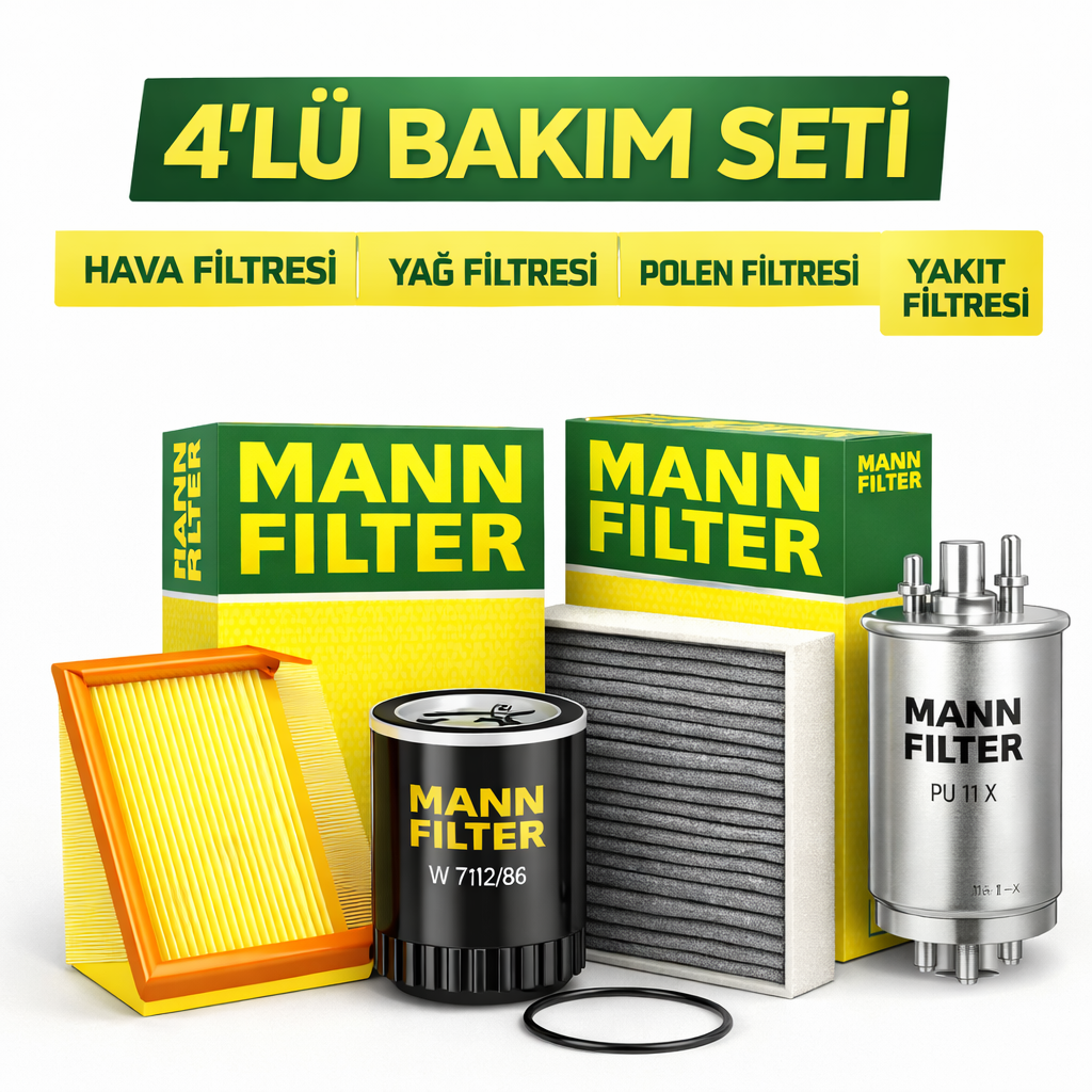 Mann 4 lü bakım seti yağsız MANN Volvo XC60 2.0 Dizel Filtre Bakım Seti (2013-2017) 4 Lü - Görsel 1