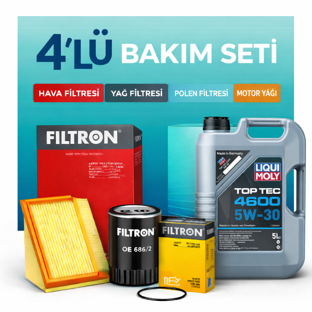 filtron-4-lu-bakim-seti-liqui-moly-4600-1 Filtron Ford Courier 1.5 EcoBlue Liqui Moly 4600 7 Lt Motor Yağı Filtre Seti (2018-2023) 4 Lü - Görsel 1