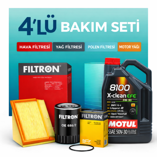 Filtron BMW X3 2.0 Dizel Motul X-Cess 5W-40 Motor Yağı Filtre Seti (2017-2023) 4 Lü