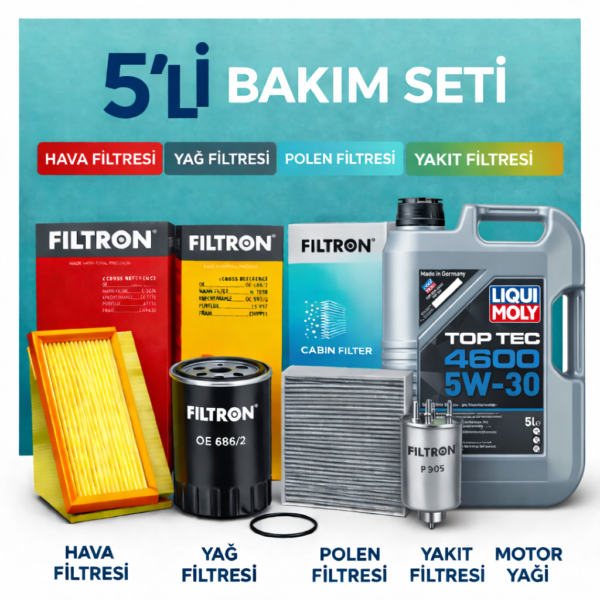 Filtron Ford Connect 1.5 Dizel Liqui Moly 4600 7 Lt Motor Yağı Filtre Seti (2013-2019) 5 Li
