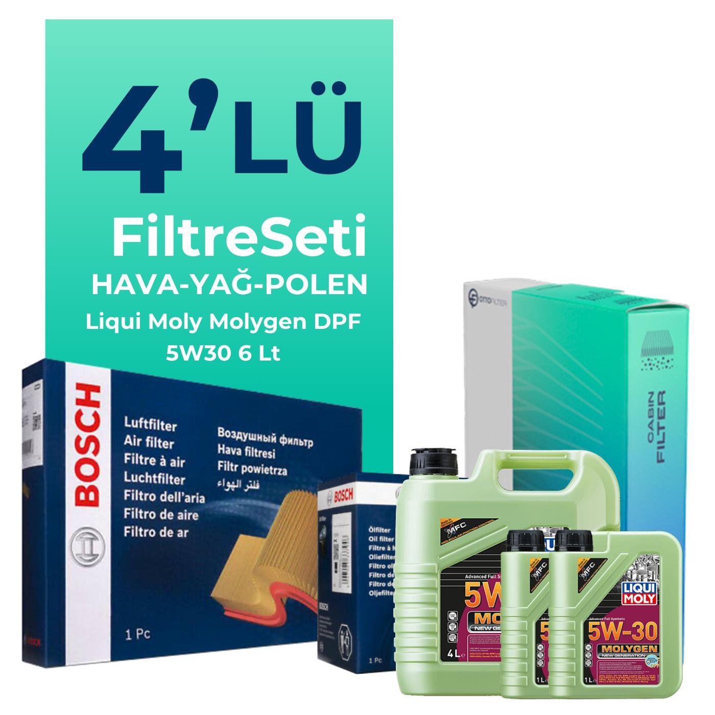 bosch-chevrolet-cruze-2-0-dizel-filtre-bakim-seti-liqui-moly-motor-yagli-2009-2014-4-lu-124800 Bosch Chevrolet Cruze 2.0 Dizel Filtre Bakım Seti Liqui Moly Motor Yağlı (2009-2014) 4 Lü - Görsel 1
