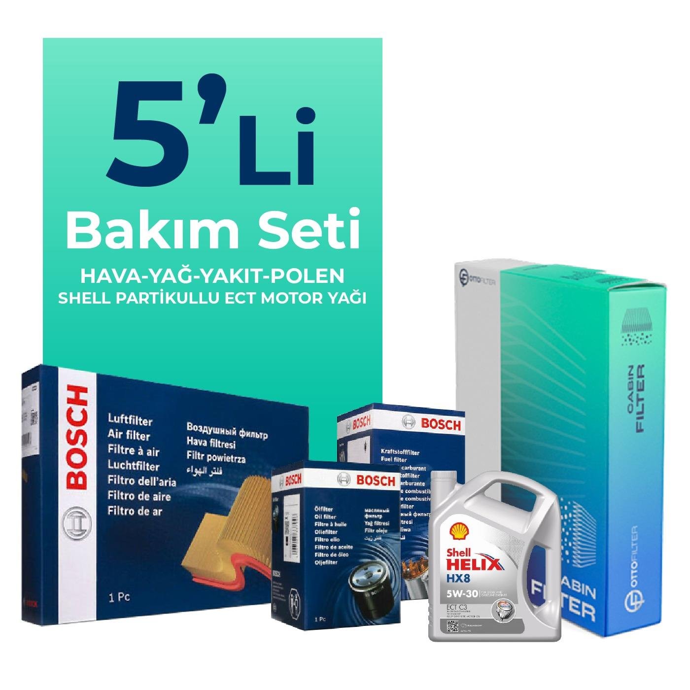 bosch-citroen-c-elysee-1-5-dizel-filtre-bakim-seti-shell-motor-yagli-2018-2023-5-li-71005 BOSCH Citroen C-Elysee 1.5 Dizel Filtre Bakım Seti Shell Motor Yağlı (2018-2023) 5 Li - Görsel 1