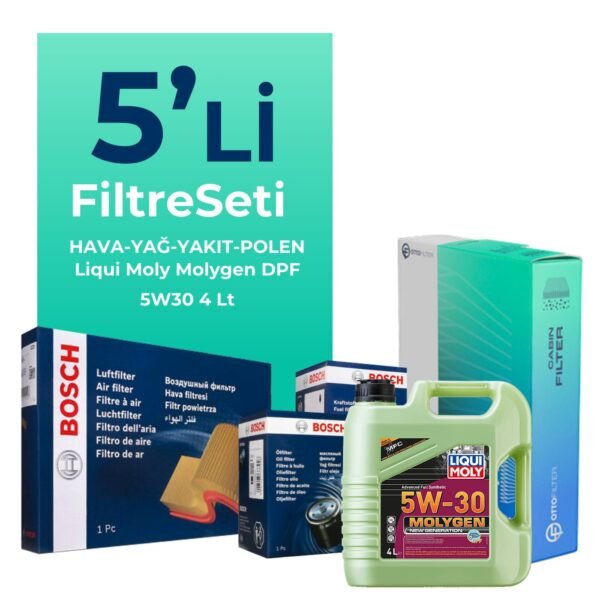 BOSCH Citroen C3 1.6 Dizel Filtre Bakım Seti Liqui Moly Motor Yağlı (2003-2009) 5 Li
