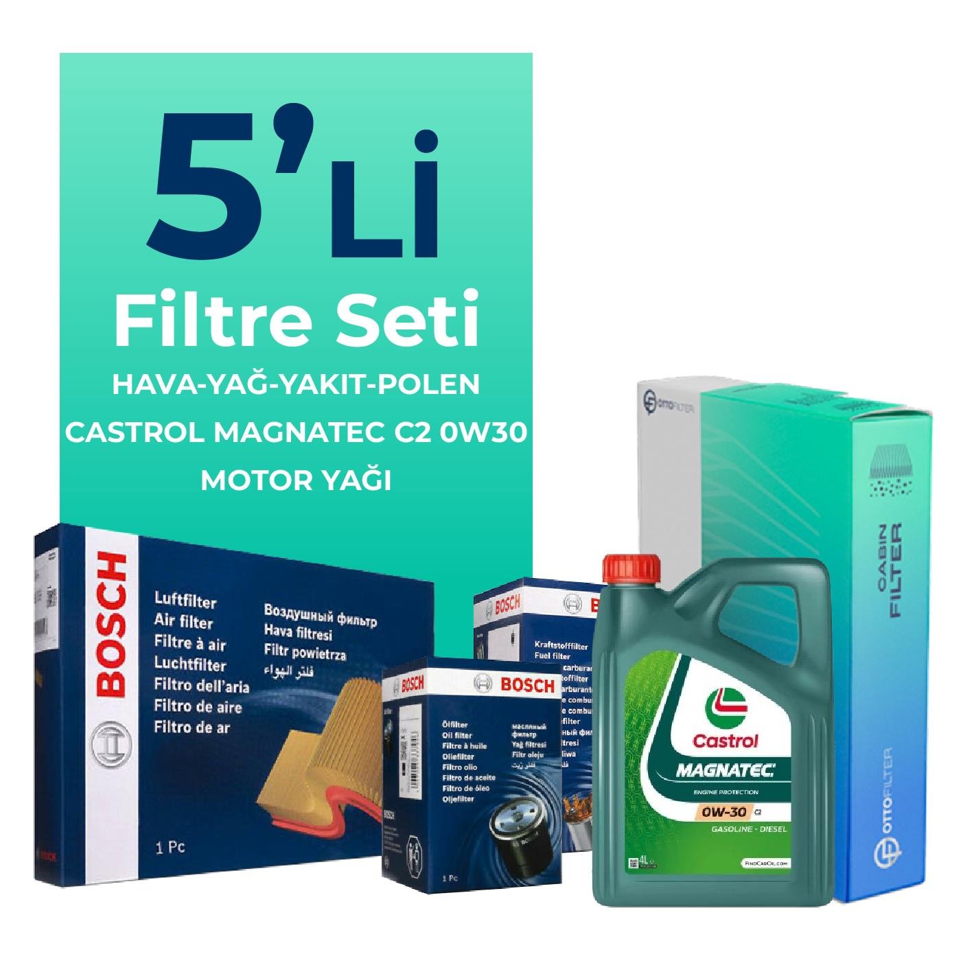 bosch-citroen-jumpy-2-0-dizel-filtre-bakim-seti-castrol-motor-yagli-2017-2024-5-li-59208 BOSCH Citroen Jumpy 2.0 Dizel Filtre Bakım Seti Castrol Motor Yağlı (2017-2024) 5 Li - Görsel 1