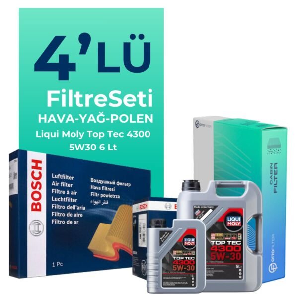 Bosch Dacia Duster 1.3 Benzinli Filtre Bakım Seti Liqui Moly Motor Yağlı (2018-2024) 4 Lü