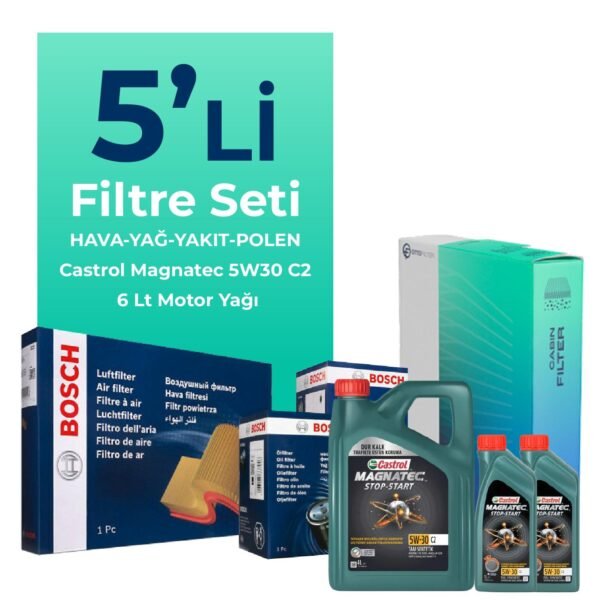 BOSCH Fiat Ducato 2.3 Dizel Filtre Bakım Seti Castrol Motor Yağlı (2015-2020) 5 Li