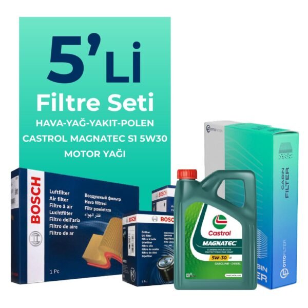 BOSCH Fiat Punto Evo 1.3 Dizel Filtre Bakım Seti Castrol Motor Yağlı EURO 5 (2008-2015) 5 Li
