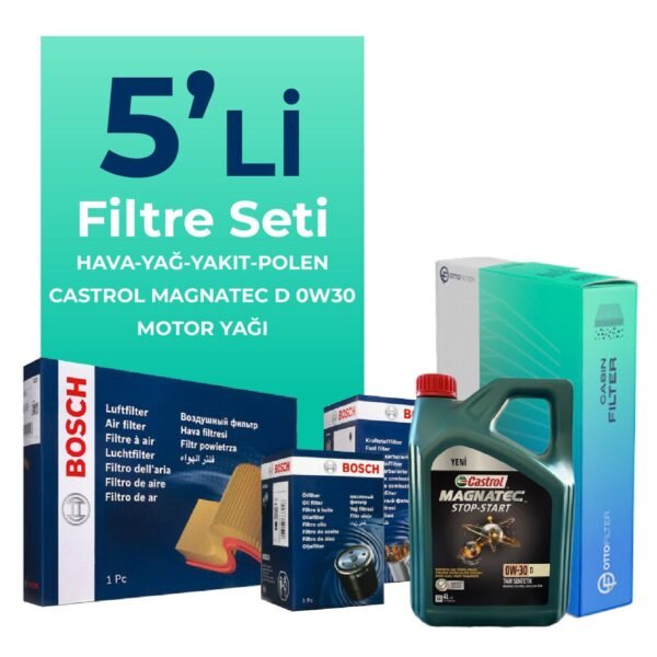 BOSCH Ford Courier 1.5 EcoBlue Filtre Bakım Seti Castrol Motor Yağlı (2018-2023) 5 Li