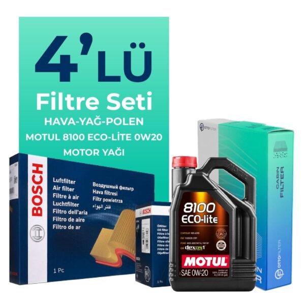 BOSCH Hyundai i10 1.2 Benzin Filtre Bakım Seti Motul Motor Yağlı (2020-2024) 4 Lü