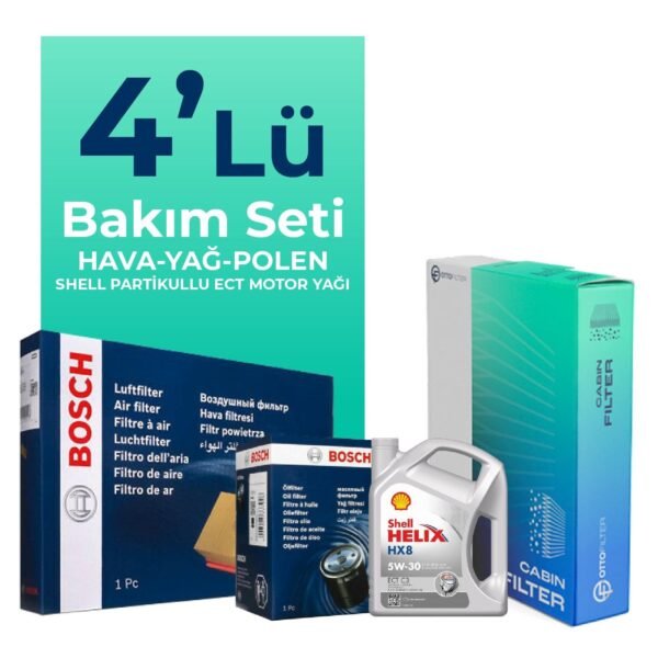 BOSCH Kia Rio 1.4 Benzin Filtre Bakım Seti Shell Motor Yağlı (2005-2011) 4 Lü