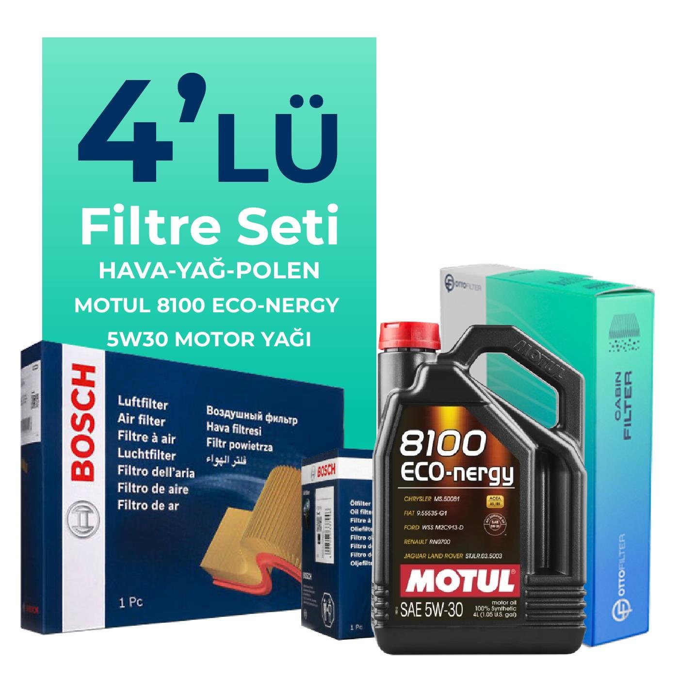 bosch-kia-sportage-1-6-benzin-filtre-bakim-seti-motul-motor-yagli-2011-2015-4-lu-65359 BOSCH Kia Sportage 1.6 Benzin Filtre Bakım Seti Motul Motor Yağlı (2011-2015) 4 Lü - Görsel 1