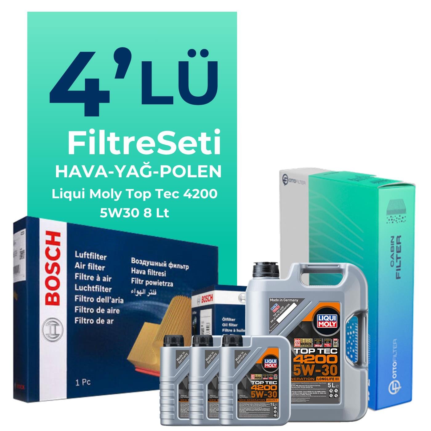 bosch-mercedes-ml320-dizel-filtre-bakim-seti-liqui-moly-motor-yagli-2006-2010-4-lu-126544 BOSCH Mercedes ML320 Dizel Filtre Bakım Seti Liqui Moly Motor Yağlı (2006-2010) 4 Lü - Görsel 1