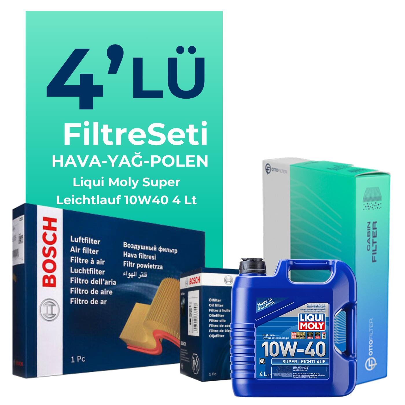 bosch-mitsubishi-colt-1-3-filtre-bakim-seti-liqui-moly-motor-yagli-2004-2012-4-lu-122046 BOSCH Mitsubishi Colt 1.3 Filtre Bakım Seti Liqui Moly Motor Yağlı (2004-2012) 4 Lü - Görsel 1