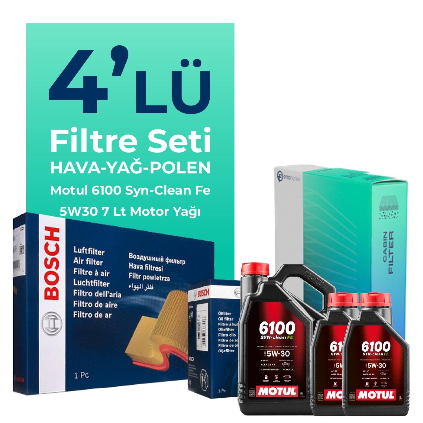 bosch-mitsubishi-l200-2-5-dizel-filtre-bakim-seti-motul-motor-yagli-2008-2015-4-lu-108372 BOSCH Mitsubishi L200 2.5 Dizel Filtre Bakım Seti Motul Motor Yağlı (2008-2015) 4 Lü - Görsel 1