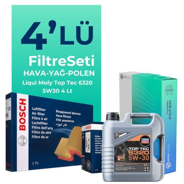 BOSCH Opel Crossland 1.2 Turbo Benzinli Filtre Bakım Seti Liqui Moly Motor Yağlı (2017-2024) 4 Lü