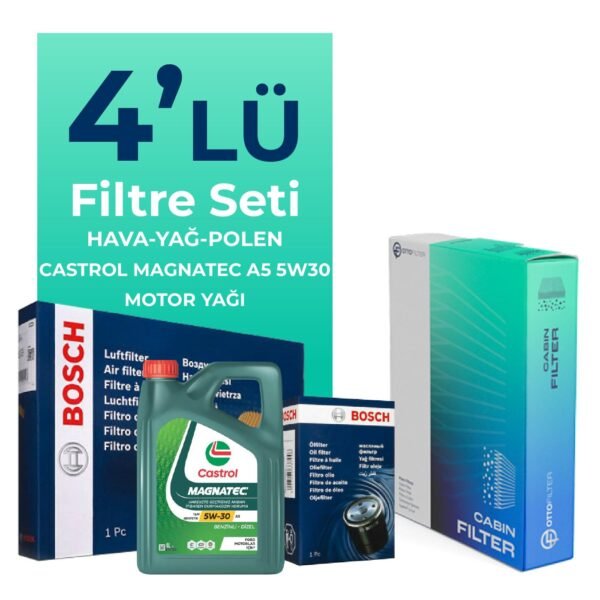 BOSCH Opel Tigra 1.4 Filtre Bakım Seti Castrol Motor Yağlı (2004-2010) 4 Lü