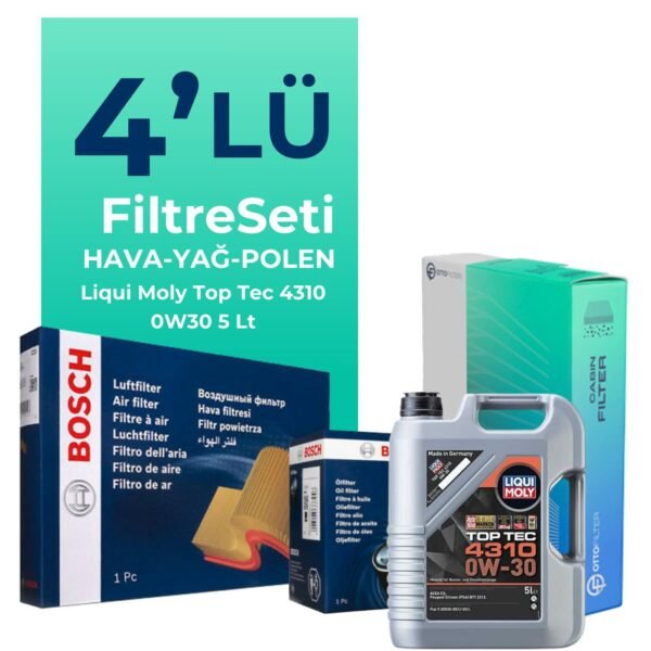 BOSCH Peugeot 3008 1.6 BlueHDi Dizel Filtre Bakım Seti Liqui Moly Motor Yağlı (2016-2019) 4 Lü