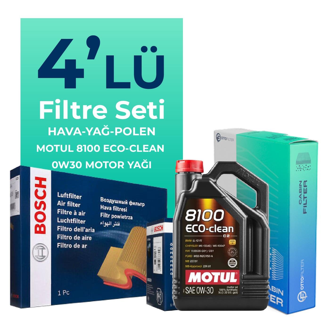 bosch-peugeot-508-1-6-benzin-thp-filtre-bakim-seti-motul-motor-yagli-2010-2018-4-lu-63122 BOSCH Peugeot 508 1.6 Benzin THP Filtre Bakım Seti Motul Motor Yağlı (2010-2018) 4 Lü - Görsel 1
