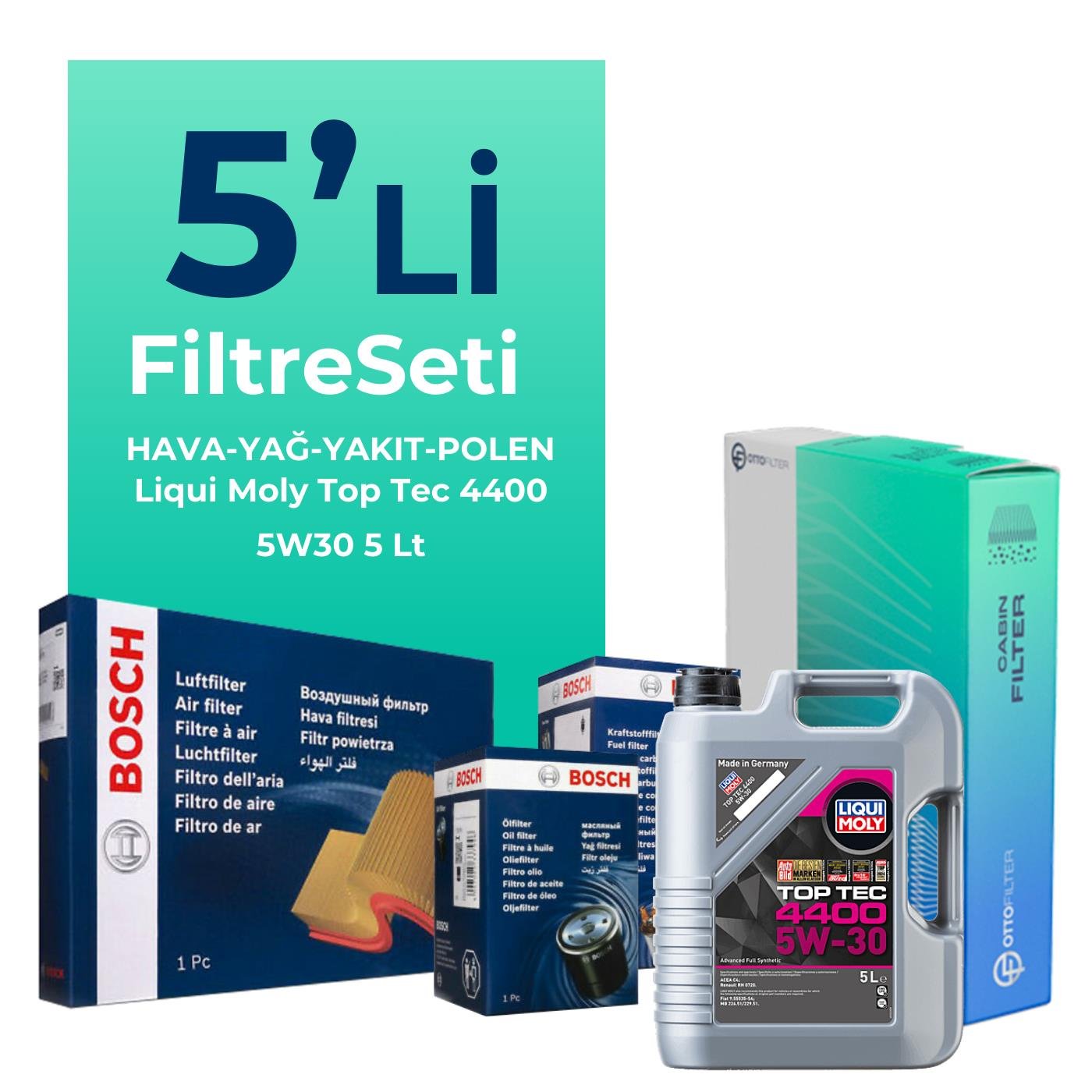 bosch-renault-clio-1-5-dizel-filtre-bakim-seti-liqui-moly-motor-yagli-2013-2019-5-li-128129 BOSCH Renault Clio 1.5 Dizel Filtre Bakım Seti Liqui Moly Motor Yağlı (2013-2019) 5 Li - Görsel 1