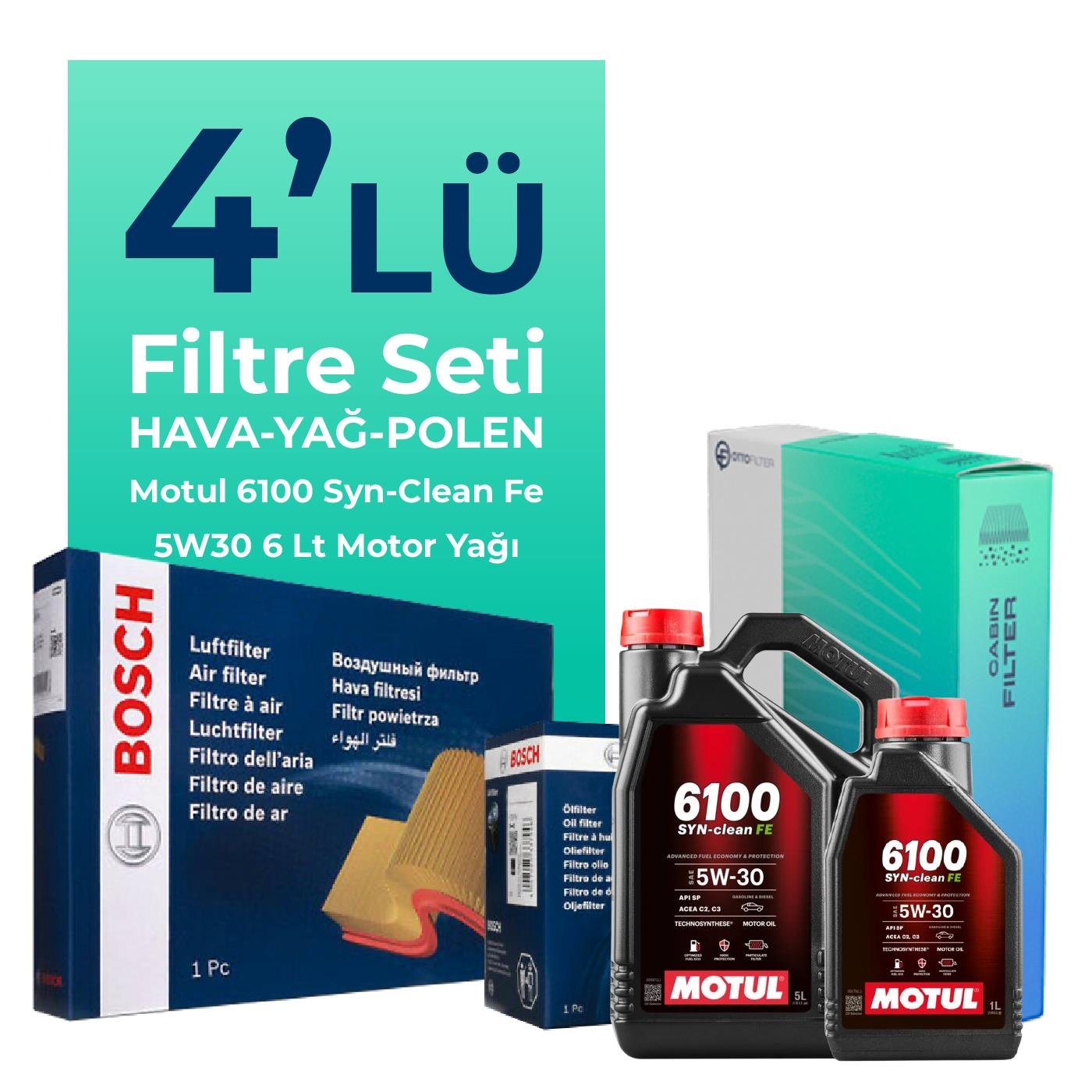 bosch-renault-megane-1-3-benzin-tce-filtre-bakim-seti-motul-motor-yagli-2019-2024-4-lu-108659 BOSCH Renault Megane 1.3 Benzin TCe Filtre Bakım Seti Motul Motor Yağlı (2019-2024) 4 Lü - Görsel 1