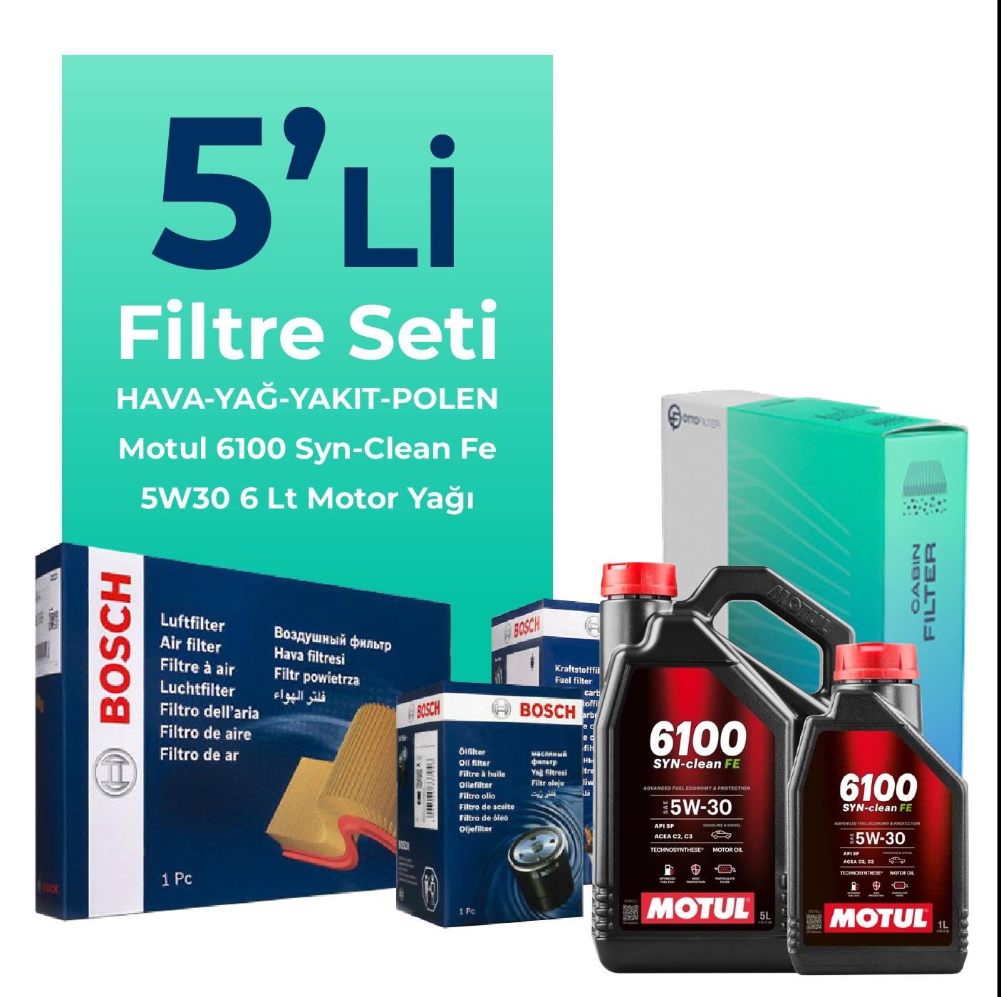 bosch-renault-megane-1-6-dizel-filtre-bakim-seti-motul-motor-yagli-2016-2018-5-li-108656 BOSCH Renault Megane 1.6 Dizel Filtre Bakım Seti Motul Motor Yağlı (2016-2018) 5 Li - Görsel 1