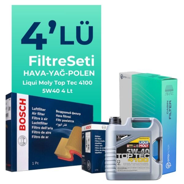 BOSCH Renault Symbol 0.9 Benzin TCe Filtre Bakım Seti Liqui Moly Motor Yağlı (2014-2021) 4 Lü