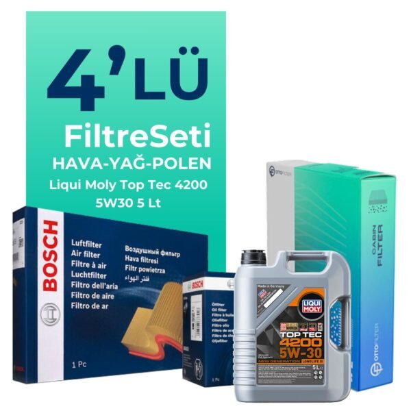 BOSCH Skoda Octavia 1.6 Dizel Filtre Bakım Seti Liqui Moly Motor Yağlı (2013-2019) 4 Lü