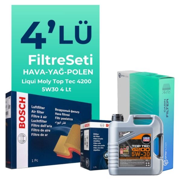 BOSCH Volkswagen Passat 1.4 TSi Filtre Bakım Seti Liqui Moly Motor Yağlı (2008-2011) 4 Lü