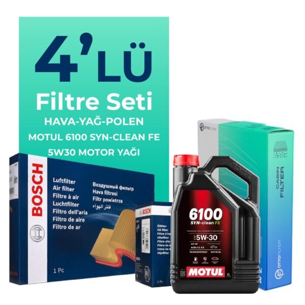BOSCH Volkswagen Polo 1.4 Dizel Filtre Bakım Seti Motul Motor Yağlı (2001-2009) 4 Lü