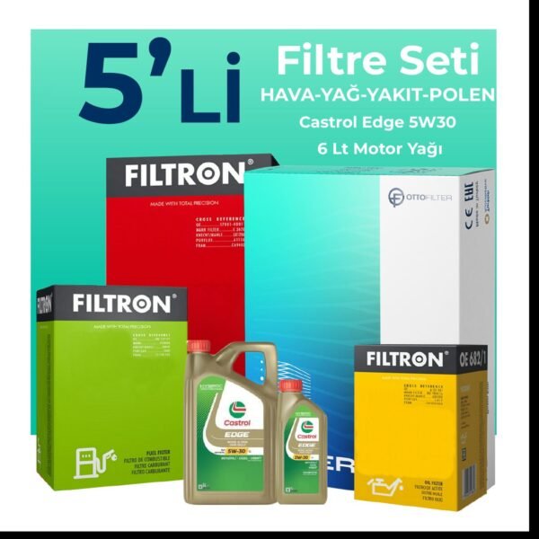 Filtron BMW 5.20 Dizel Filtre Bakım Seti Castrol Motor Yağlı (2007-2010) 5 Li