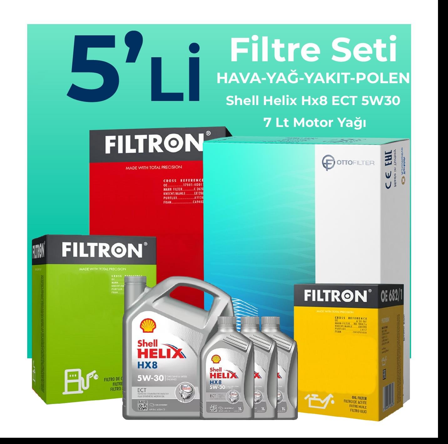 filtron-bmw-7-30-dizel-xdrive-filtre-bakim-seti-shell-motor-yagli-2008-2012-5-li-104955 Filtron BMW 7.30 Dizel xDrive Filtre Bakım Seti Shell Motor Yağlı (2008-2012) 5 Li - Görsel 1