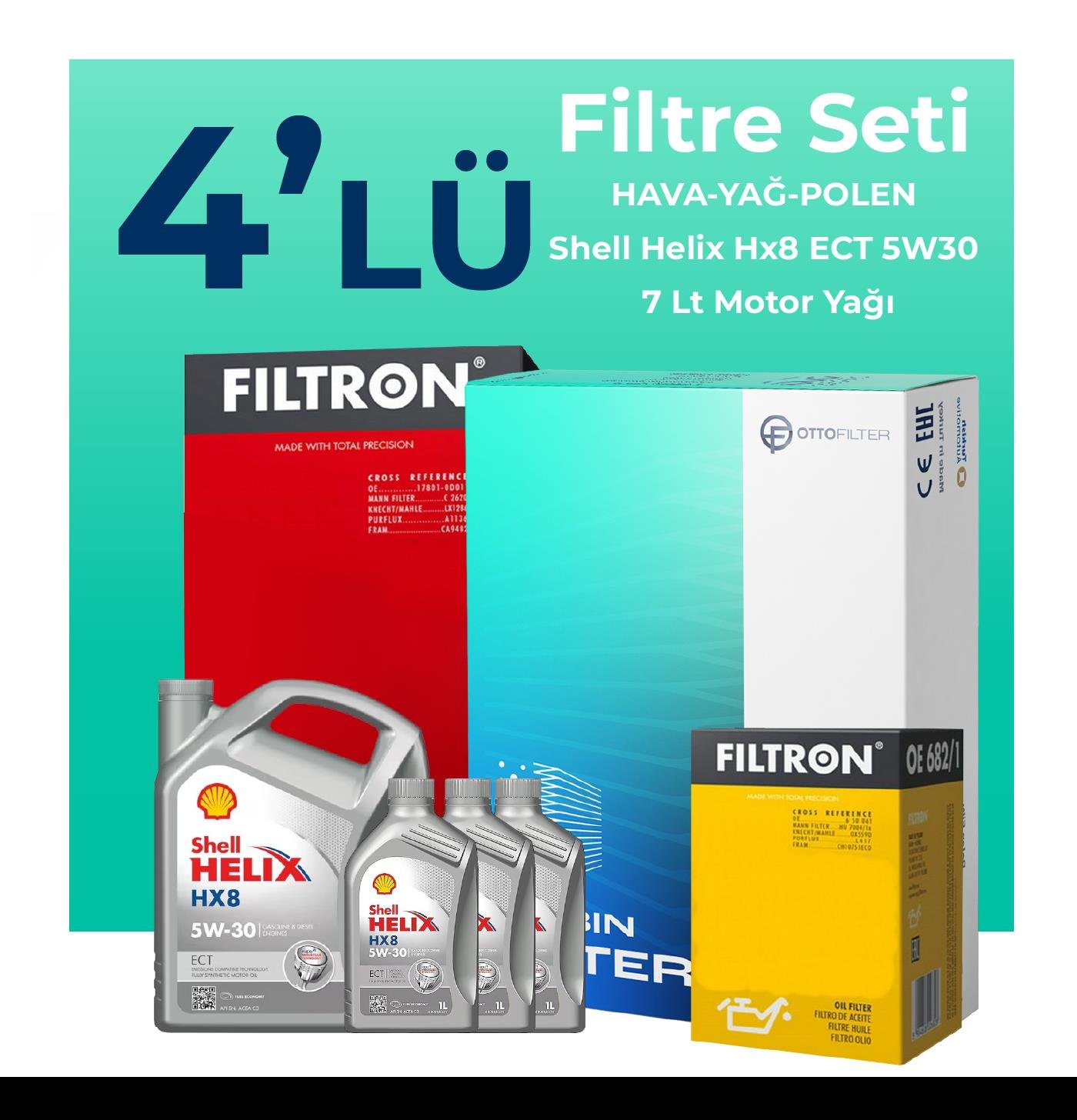 filtron-bmw-7-50-dizel-xdrive-filtre-bakim-seti-shell-motor-yagli-2012-2015-4-lu-104994 Filtron BMW 7.50 Dizel xDrive Filtre Bakım Seti Shell Motor Yağlı (2012-2015) 4 Lü - Görsel 1