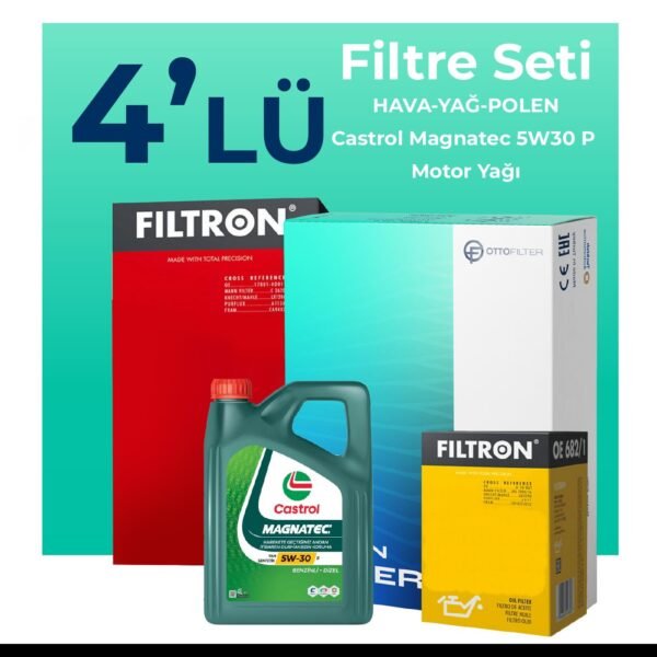 Filtron Citroen C4 X 1.2 Benzinli Filtre Bakım Seti Castrol Motor Yağlı (2022-2024) 4 Lü