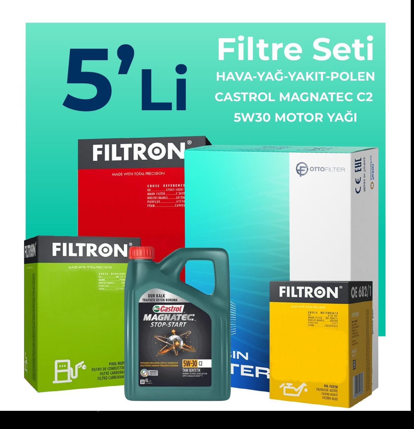 filtron-citroen-citroen-ds3-1-6-dizel-filtre-bakim-seti-castrol-motor-yagli-2009-2016-5-li-60644 Filtron Citroen Citroen DS3 1.6 Dizel Filtre Bakım Seti Castrol Motor Yağlı (2009-2016) 5 Li - Görsel 1