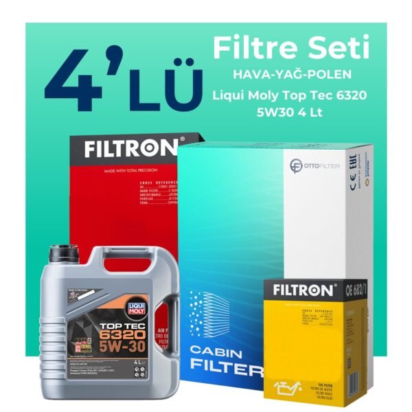 Filtron CitroenDS3 1.2 Turbo Benzinli Filtre Bakım Seti Liqui Moly Motor Yağlı (2010-2016) 4 Lü