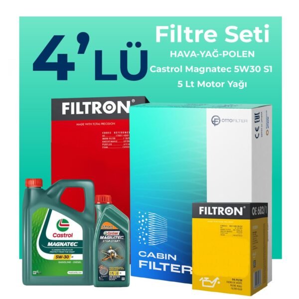 Filtron Fiat Freemont 2.0 Dizel Filtre Bakım Seti Castrol Motor Yağlı (2011-2016) 4 Lü