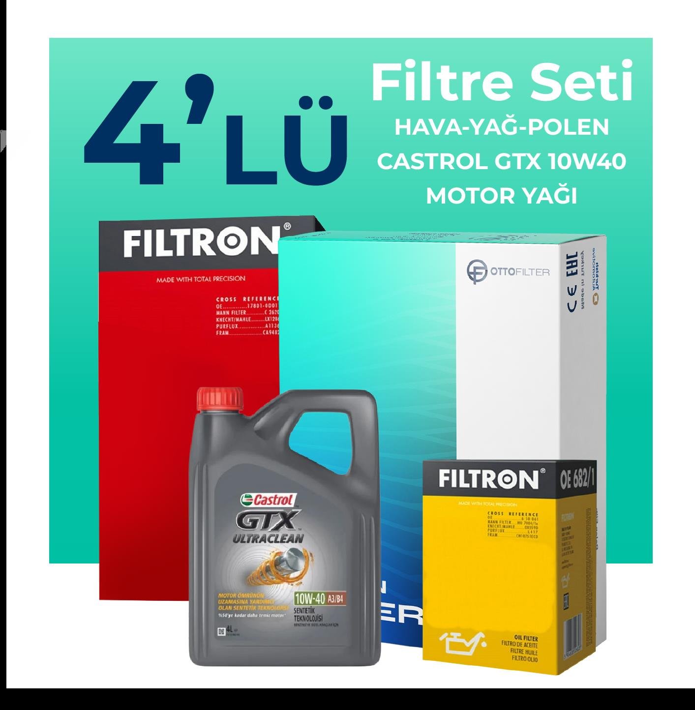 filtron-fiat-palio-1-2-benzinli-filtre-bakim-seti-castrol-motor-yagli-2000-2012-4-lu-58393 Filtron Fiat Palio 1.2 Benzinli Filtre Bakım Seti Castrol Motor Yağlı (2000-2012) 4 Lü - Görsel 1