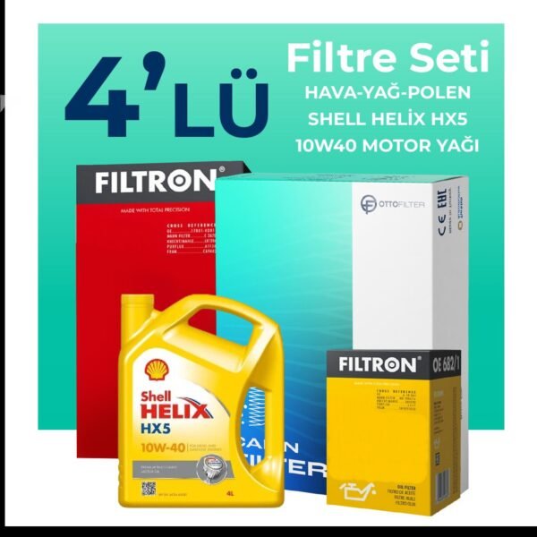 Filtron Fiat Panda 1.2 Benzinli Filtre Bakım Seti Shell Motor Yağlı (2010-2012) 4 Lü