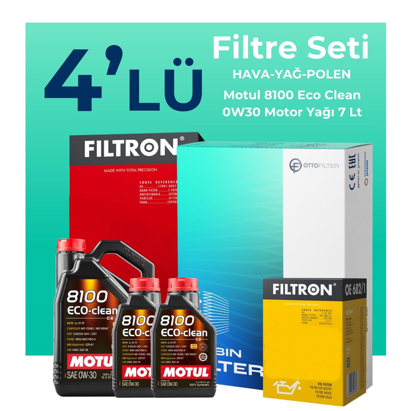 filtron-ford-courier-1-5-ecoblue-filtre-bakim-seti-motul-motor-yagli-2024-2025-4-lu-120006 Filtron Ford Courier 1.5 EcoBlue Filtre Bakım Seti Motul Motor Yağlı (2024-2025) 4 Lü - Görsel 1