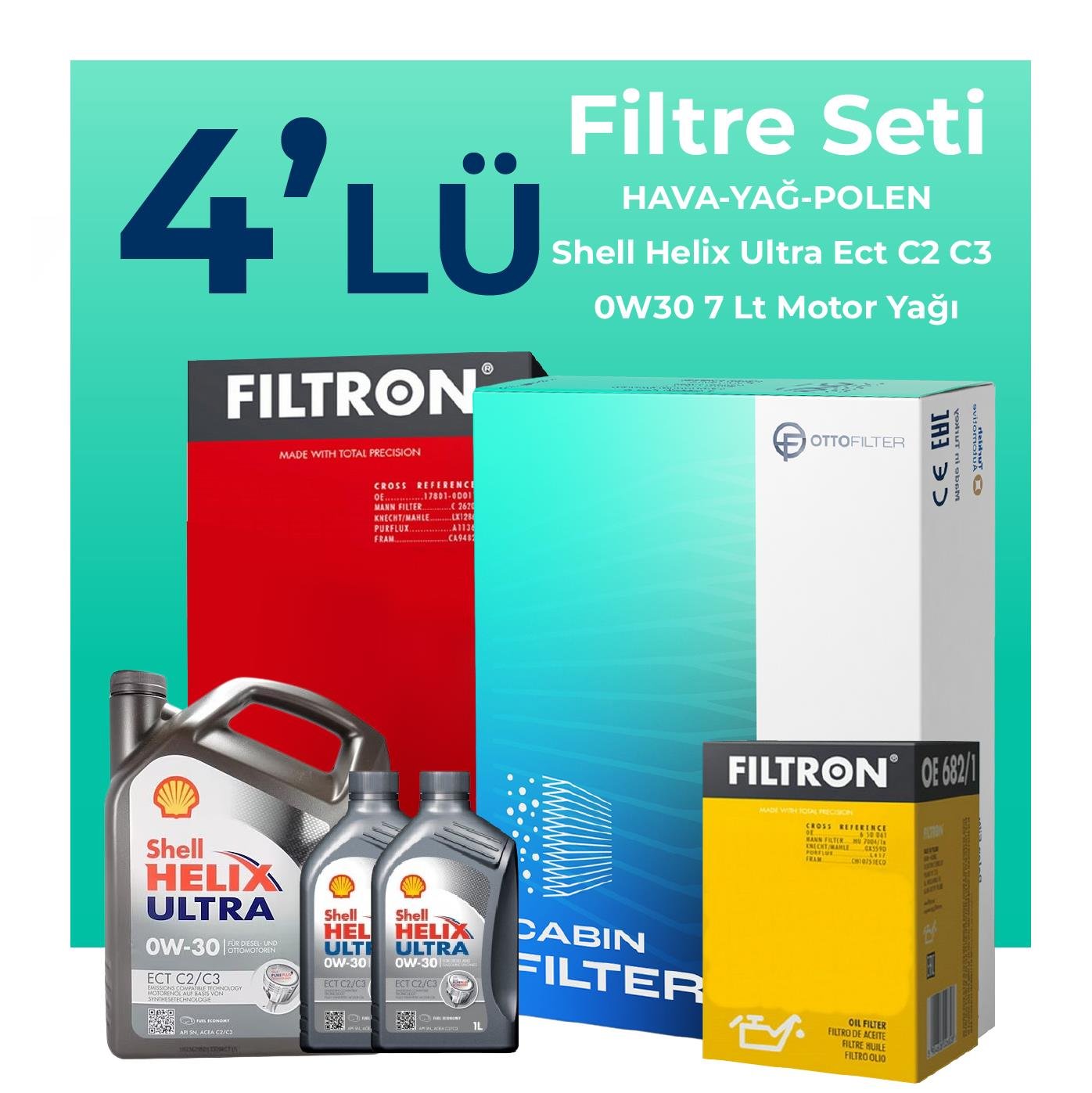 filtron-ford-courier-1-5-ecoblue-filtre-bakim-seti-shell-motor-yagli-2024-2025-4-lu-109152 Filtron Ford Courier 1.5 EcoBlue Filtre Bakım Seti Shell Motor Yağlı (2024-2025) 4 Lü - Görsel 1