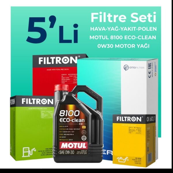 Filtron Ford EcoSport 1.5 Dizel Filtre Bakım Seti Motul Motor Yağlı (2018-2022) 5 Li