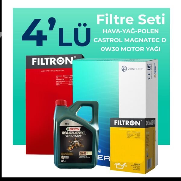 Filtron Ford Kuga 1.5 Dizel Filtre Bakım Seti Castrol Motor Yağlı (2017-2019) 4 Lü