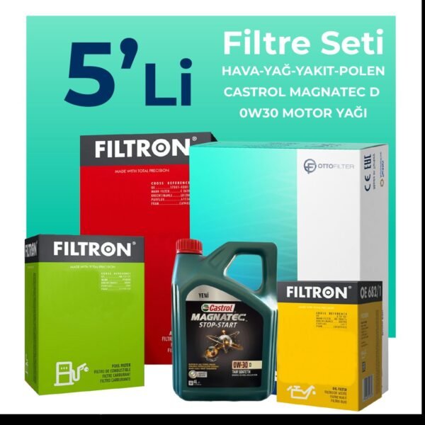 Filtron Ford Kuga 1.5 Dizel Filtre Bakım Seti Castrol Motor Yağlı (2017-2019) 5 Li