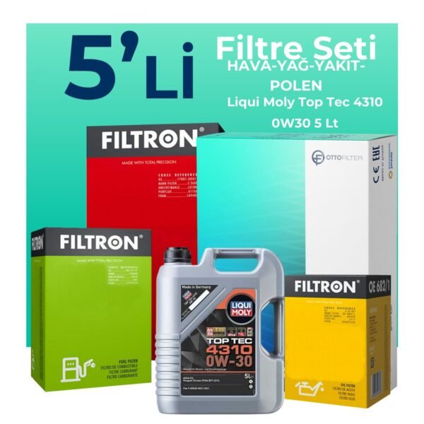 Filtron Ford Kuga 1.5 Dizel Filtre Bakım Seti Liqui Moly Motor Yağlı (2017-2019) 5 Li