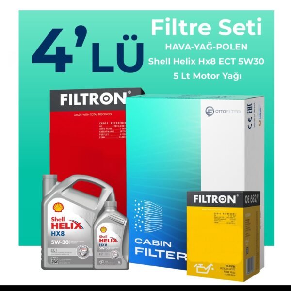 Filtron Ford Mondeo 2.0 Benzin Filtre Bakım Seti Shell Motor Yağlı (2002-2008) 4 Lü