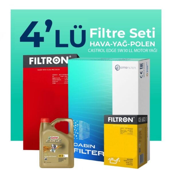 Filtron Honda HR-V 1.6 Dizel Filtre Bakım Seti Castrol Motor Yağlı (2015-2021) 4 Lü