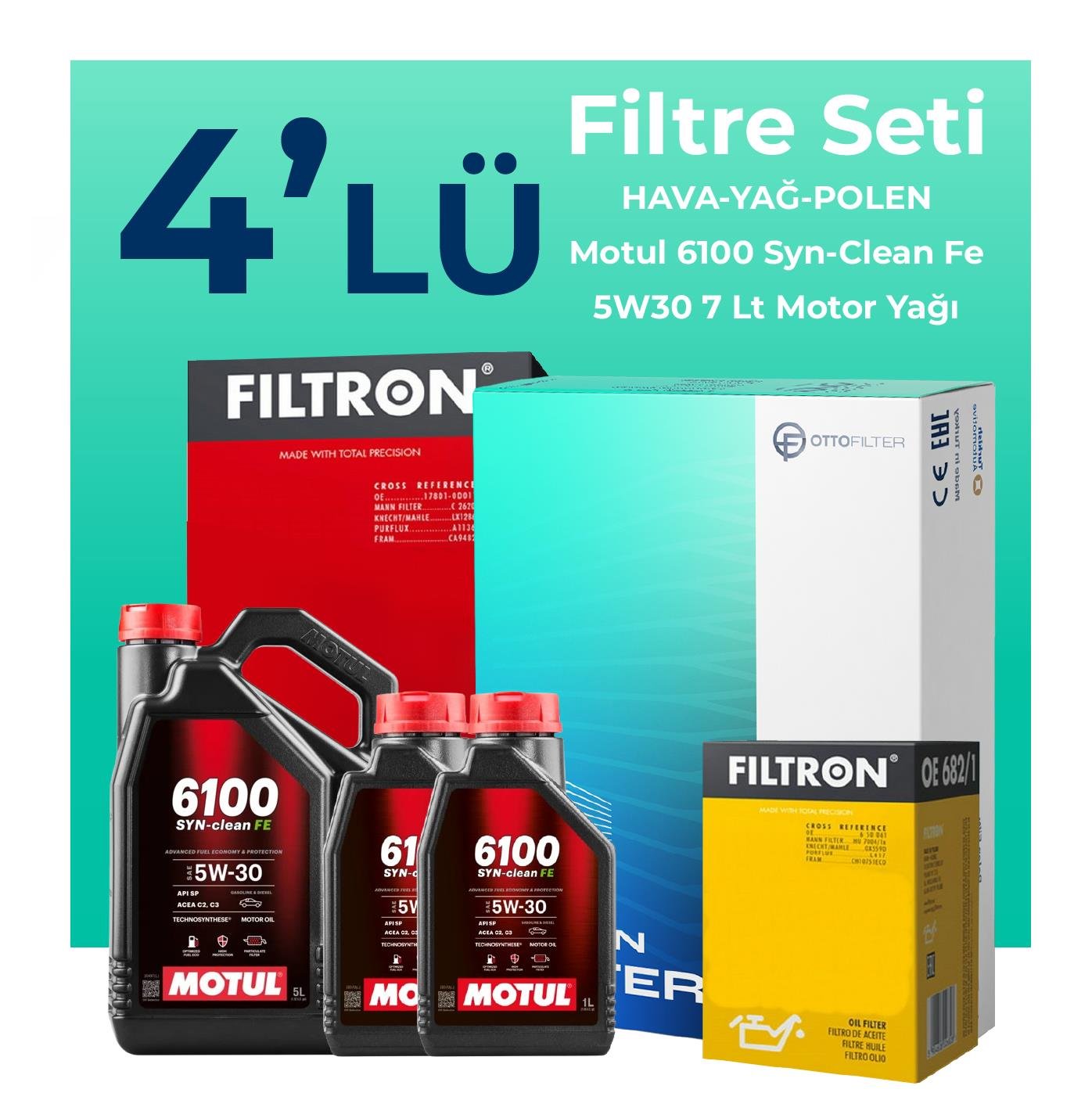 filtron-jaguar-x-type-2-0-dizel-filtre-bakim-seti-motul-motor-yagli-2001-2009-4-lu-108319 Filtron Jaguar X-Type 2.0 Dizel Filtre Bakım Seti Motul Motor Yağlı (2001-2009) 4 Lü - Görsel 1